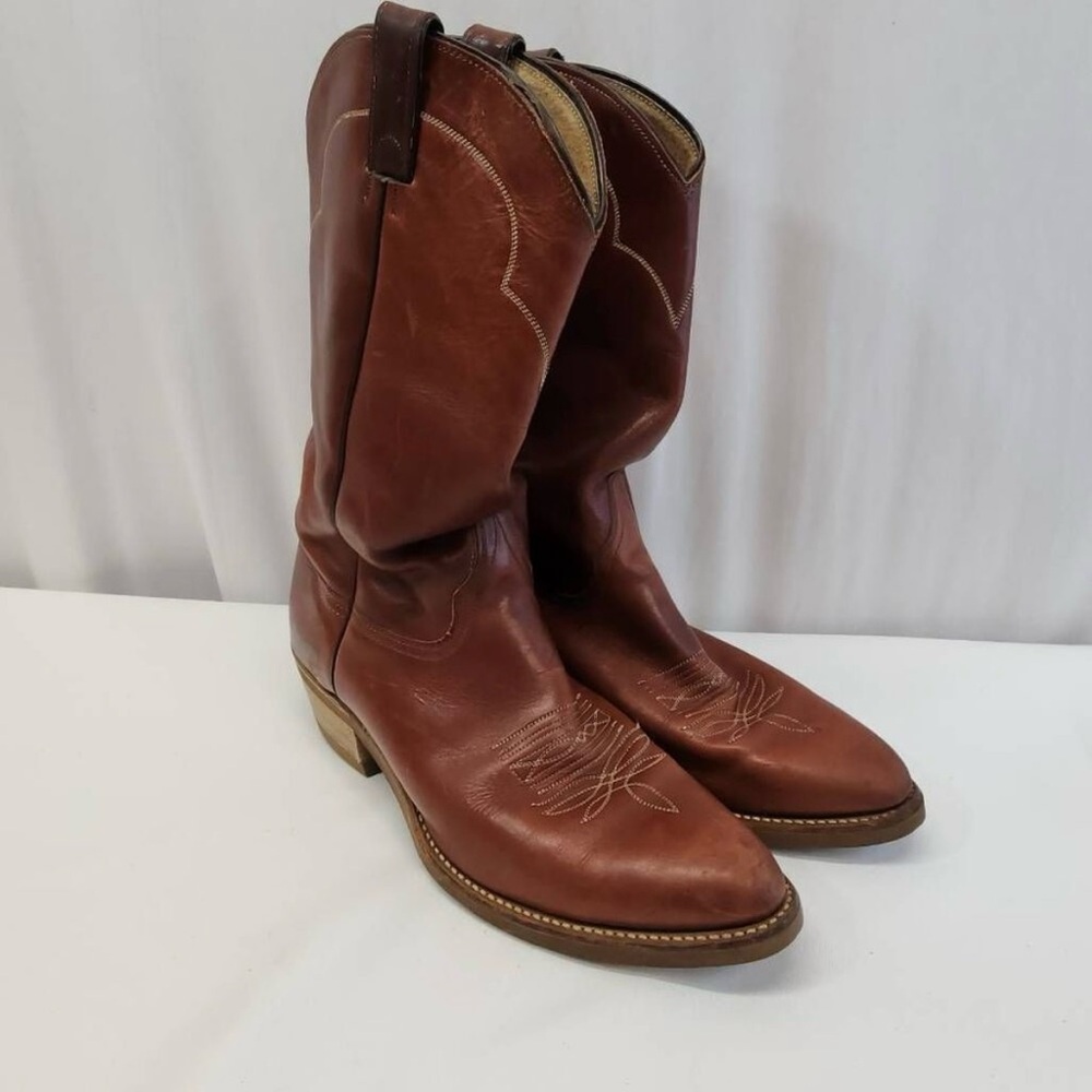 Abilene Boots  Mens size 11 B Brown Leather Western Cowboy Vibram Soles USA Made